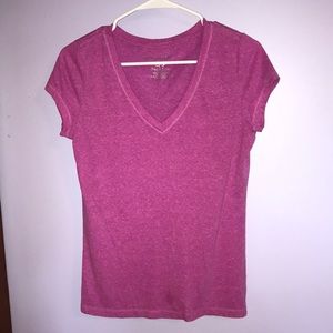 pink v-neck t-shirt